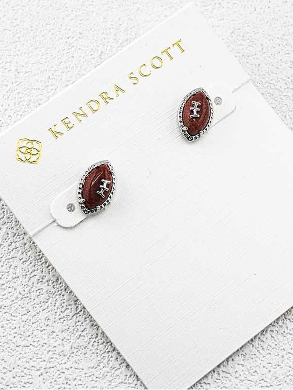Kendra Scott Brown Football Stud Earrings with Silver Accents
